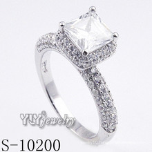 Fashion Fancy Rhodium Plated CZ Ring with 925 Silver (S-10200)